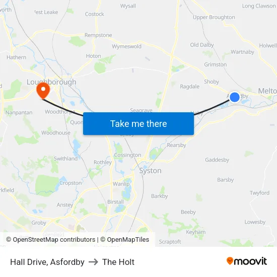 Hall Drive, Asfordby to The Holt map