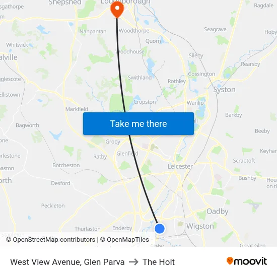 West View Avenue, Glen Parva to The Holt map