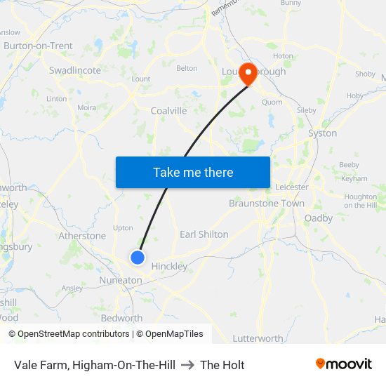 Vale Farm, Higham-On-The-Hill to The Holt map