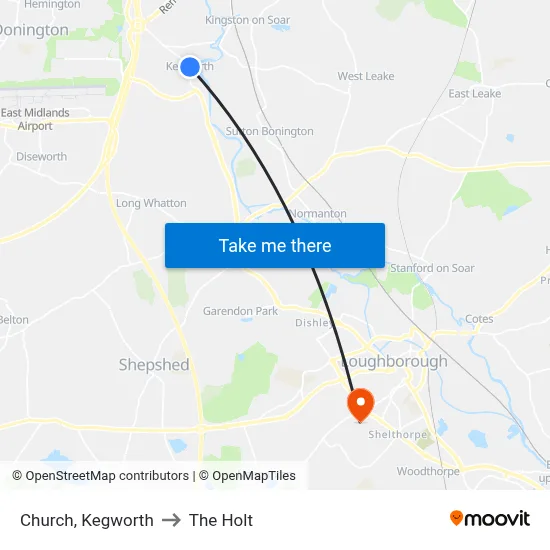 Church, Kegworth to The Holt map