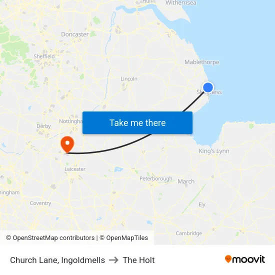 Church Lane, Ingoldmells to The Holt map