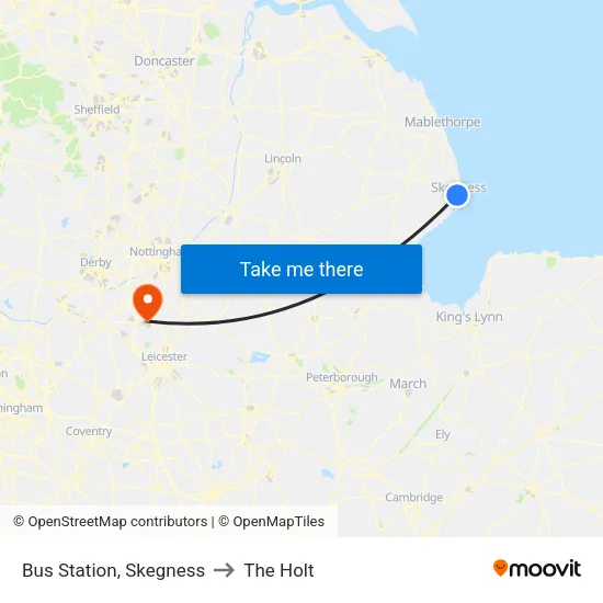 Bus Station, Skegness to The Holt map