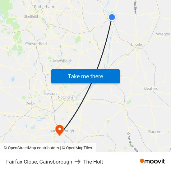 Fairfax Close, Gainsborough to The Holt map