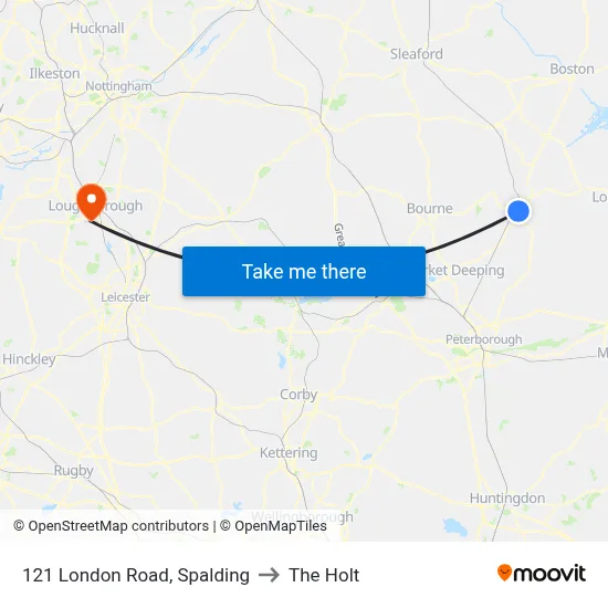 121 London Road, Spalding to The Holt map