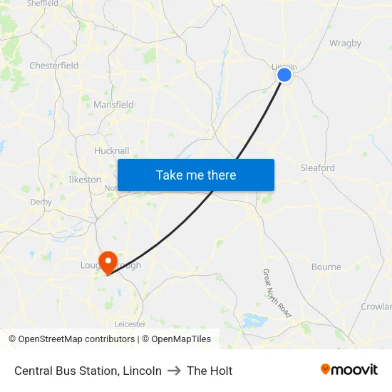 Central Bus Station, Lincoln to The Holt map