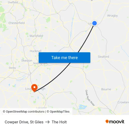 Cowper Drive, St Giles to The Holt map