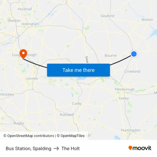 Bus Station, Spalding to The Holt map