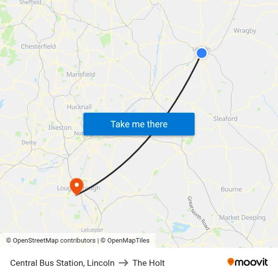 Central Bus Station, Lincoln to The Holt map