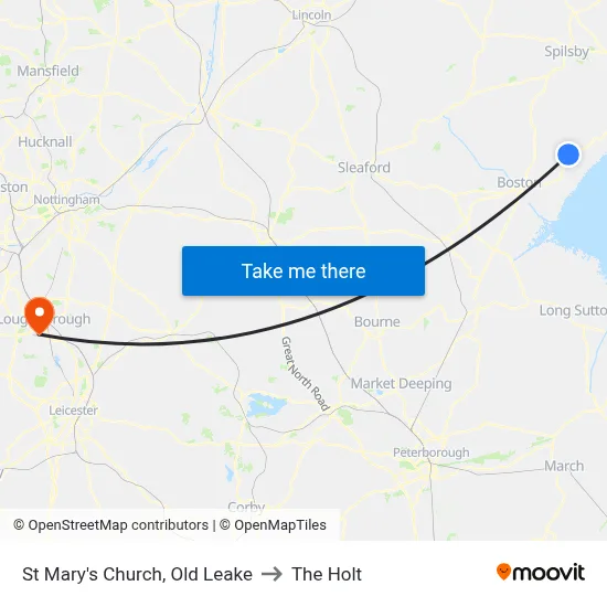 St Mary's Church, Old Leake to The Holt map