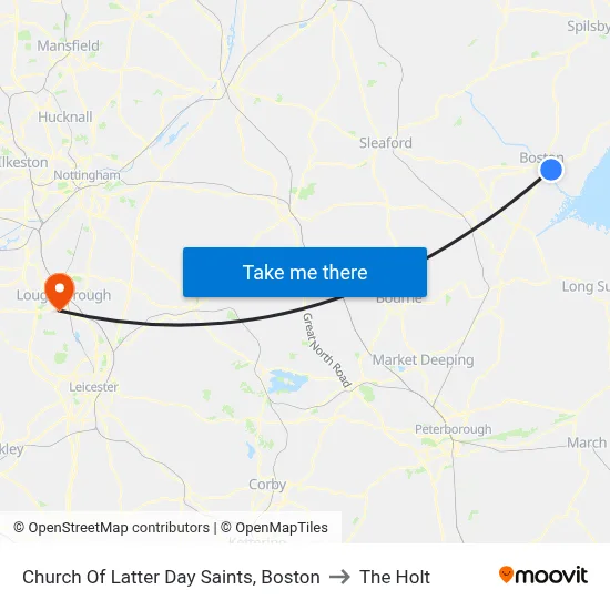 Church Of Latter Day Saints, Boston to The Holt map