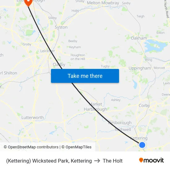 (Kettering) Wicksteed Park, Kettering to The Holt map