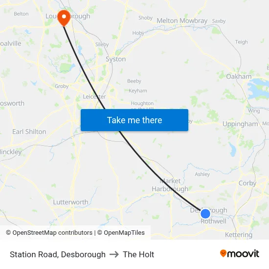 Station Road, Desborough to The Holt map