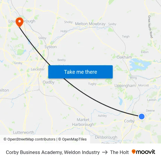 Corby Business Academy, Weldon Industry to The Holt map