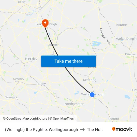(Wellingb') the Pyghtle, Wellingborough to The Holt map