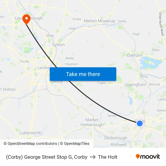 (Corby) George Street Stop G, Corby to The Holt map