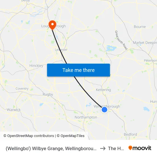 (Wellingbo') Wilbye Grange, Wellingborough to The Holt map