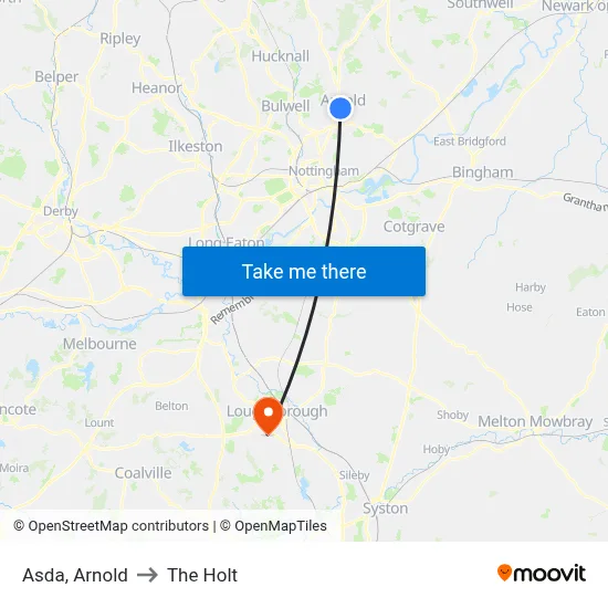 Asda, Arnold to The Holt map