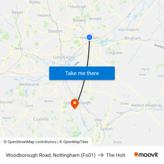 Woodborough Road, Nottingham (Fo01) to The Holt map