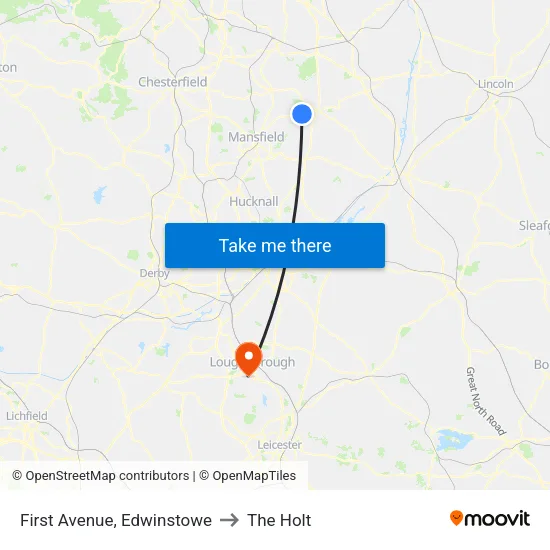 First Avenue, Edwinstowe to The Holt map