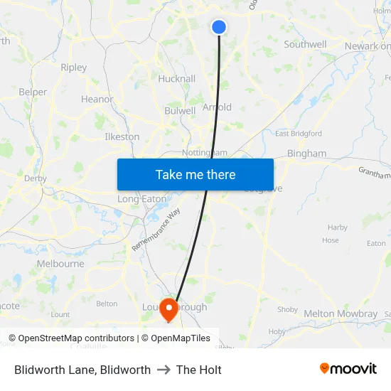 Blidworth Lane, Blidworth to The Holt map