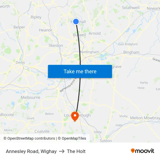 Annesley Road, Wighay to The Holt map