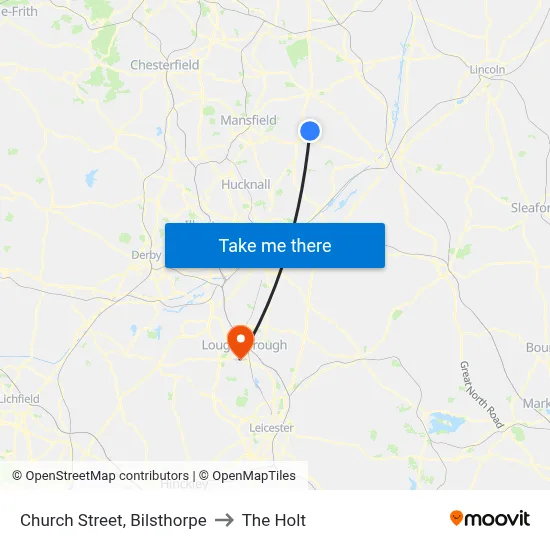 Church Street, Bilsthorpe to The Holt map