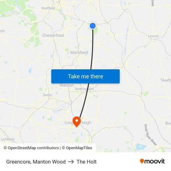 Greencore, Manton Wood to The Holt map