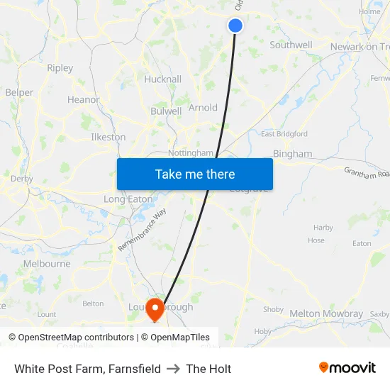 White Post Farm, Farnsfield to The Holt map