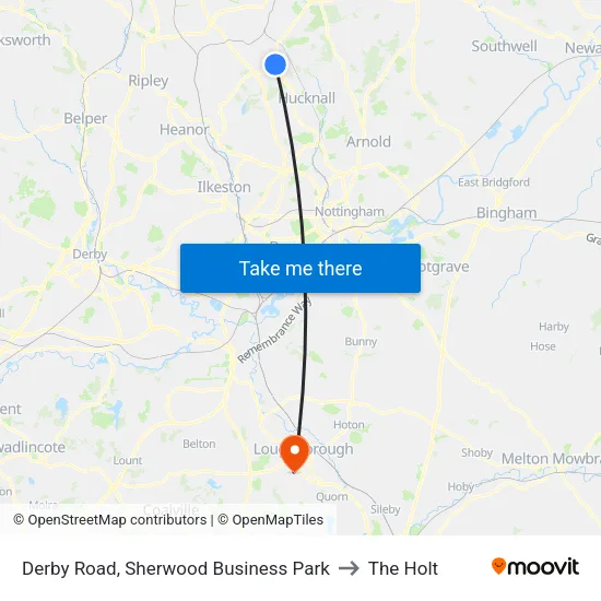 Derby Road, Sherwood Business Park to The Holt map
