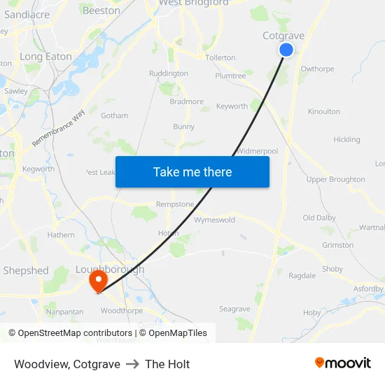 Woodview, Cotgrave to The Holt map