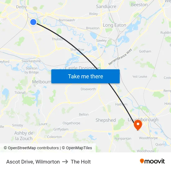 Ascot Drive, Wilmorton to The Holt map