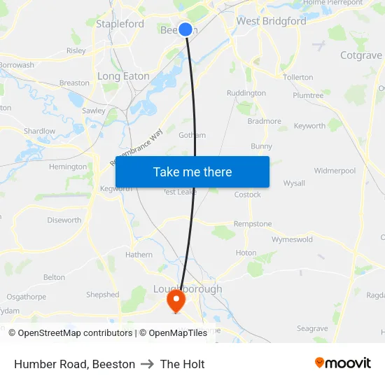 Humber Road, Beeston to The Holt map