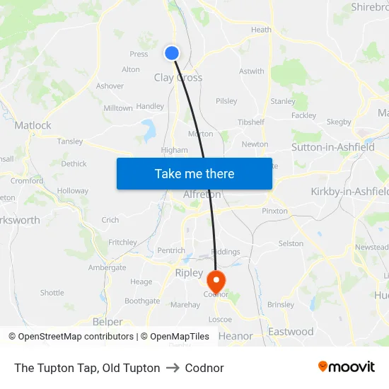 The Tupton Tap, Old Tupton to Codnor map