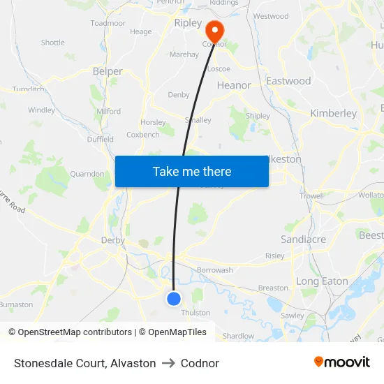 Stonesdale Court, Alvaston to Codnor map