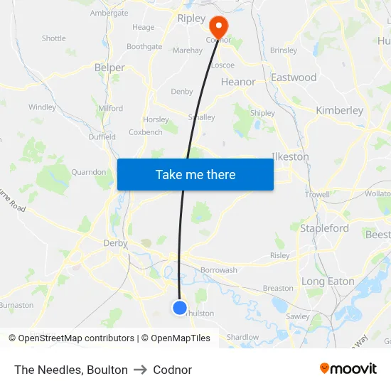 The Needles, Boulton to Codnor map
