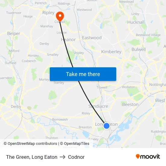 The Green, Long Eaton to Codnor map