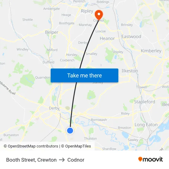 Booth Street, Crewton to Codnor map
