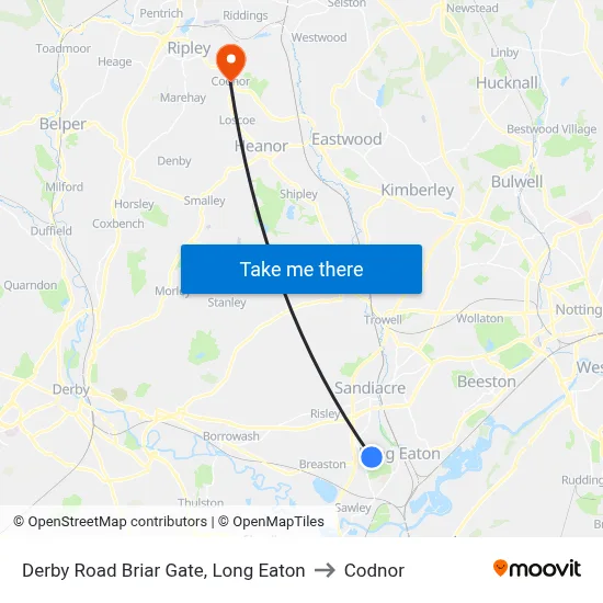 Derby Road Briar Gate, Long Eaton to Codnor map