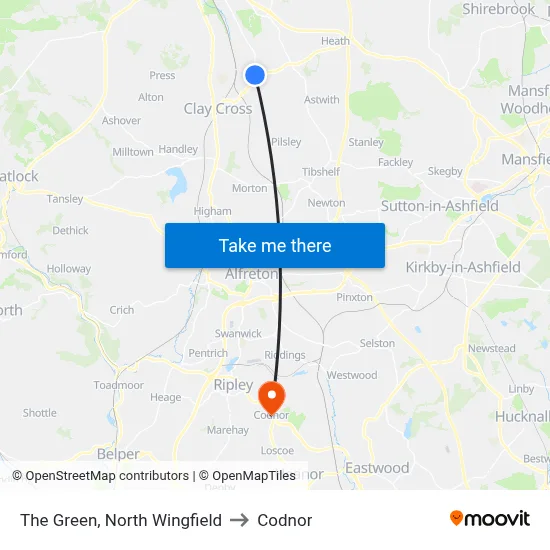 The Green, North Wingfield to Codnor map