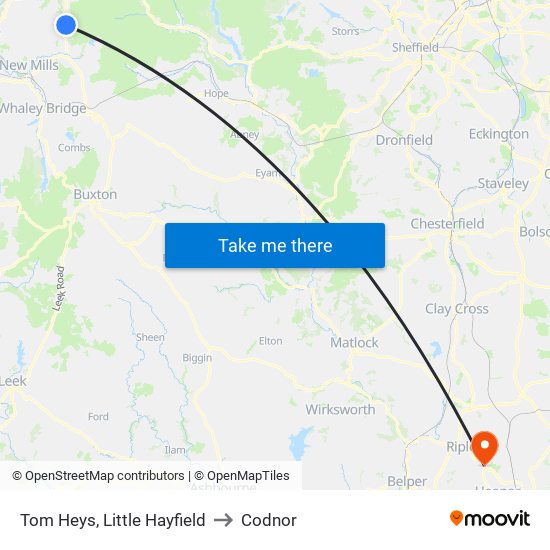 Tom Heys, Little Hayfield to Codnor map