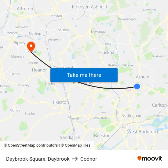 Daybrook Square, Daybrook to Codnor map