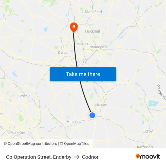 Co-Operation Street, Enderby to Codnor map