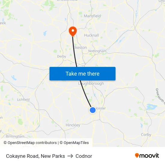 Cokayne Road, New Parks to Codnor map