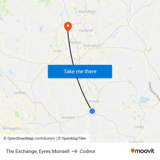 The Exchange, Eyres Monsell to Codnor map