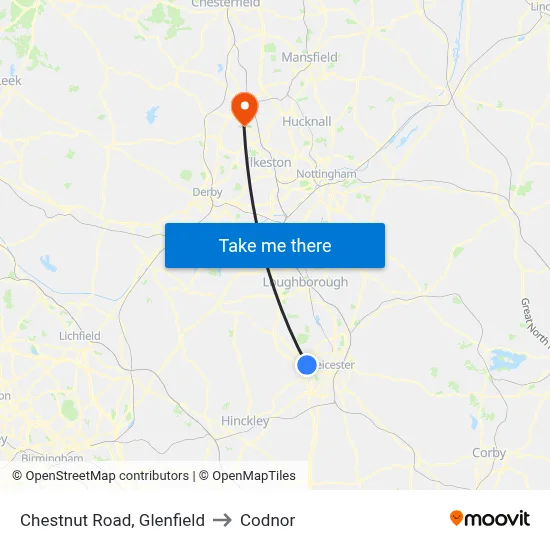 Chestnut Road, Glenfield to Codnor map