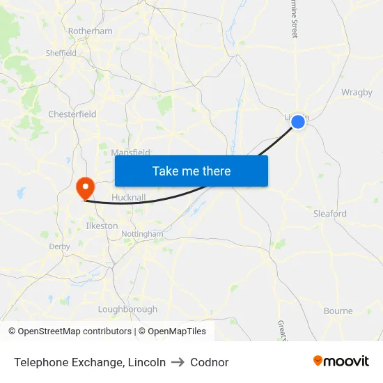 Telephone Exchange, Lincoln to Codnor map