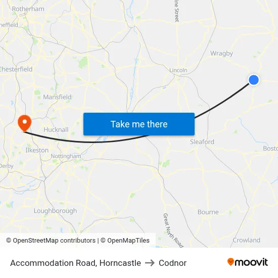Accommodation Road, Horncastle to Codnor map