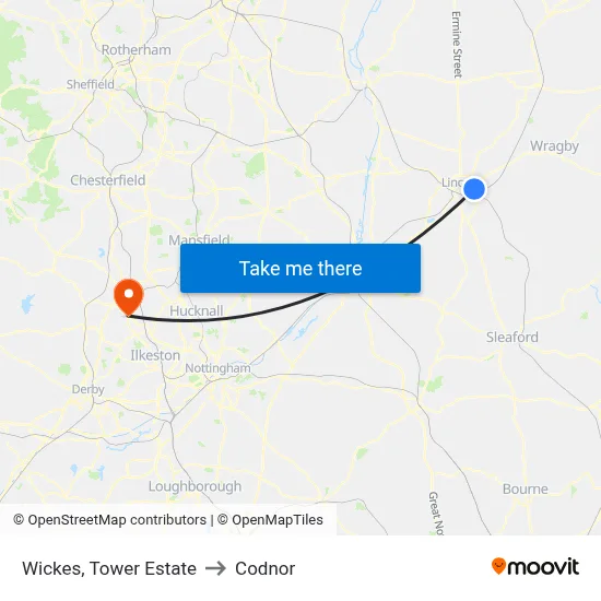 Wickes, Tower Estate to Codnor map