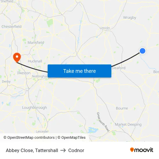 Abbey Close, Tattershall to Codnor map