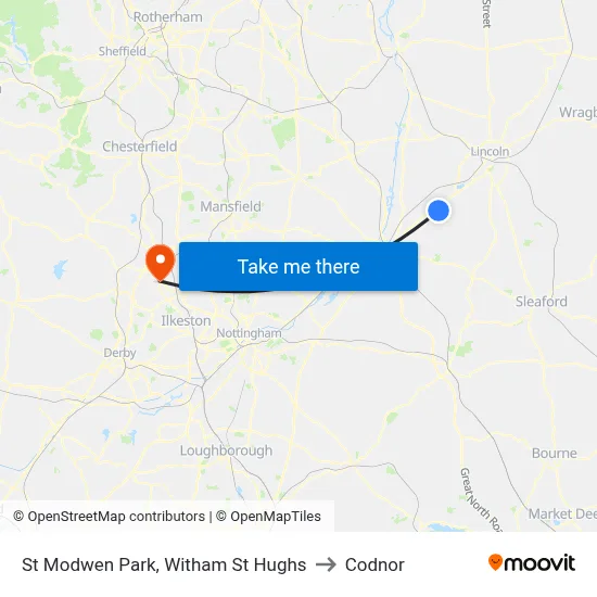 St Modwen Park, Witham St Hughs to Codnor map